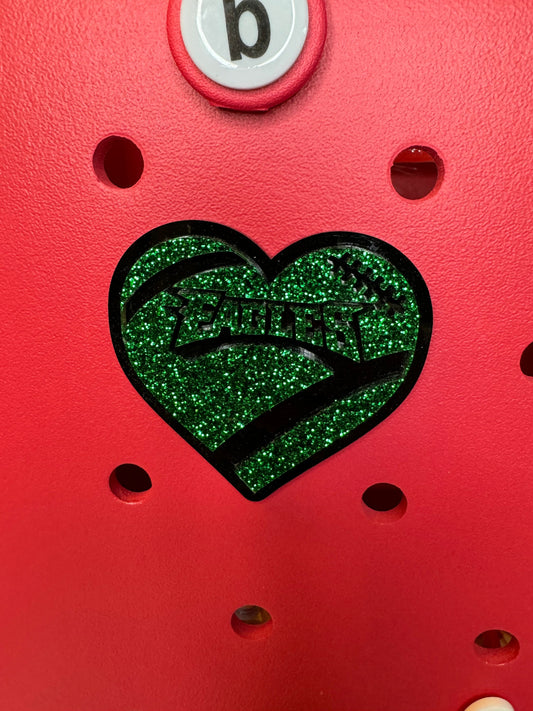 Eagles Glitter Heart Charm for Bogg Bag: Team Spirit Decoration