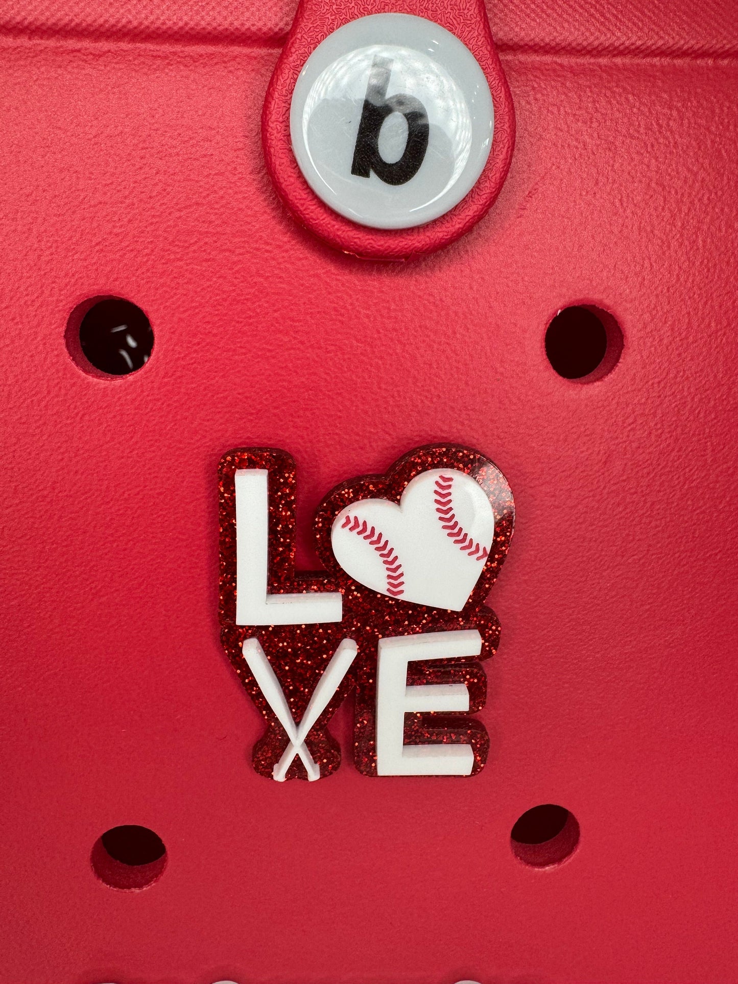 Baseball Love Bogg Bag Charm: Heart-Shaped Sports Accessory
