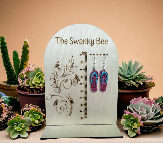 Glitter Flip Flop Earrings: Fun Summer Beach Jewelry (2.5" Drop)