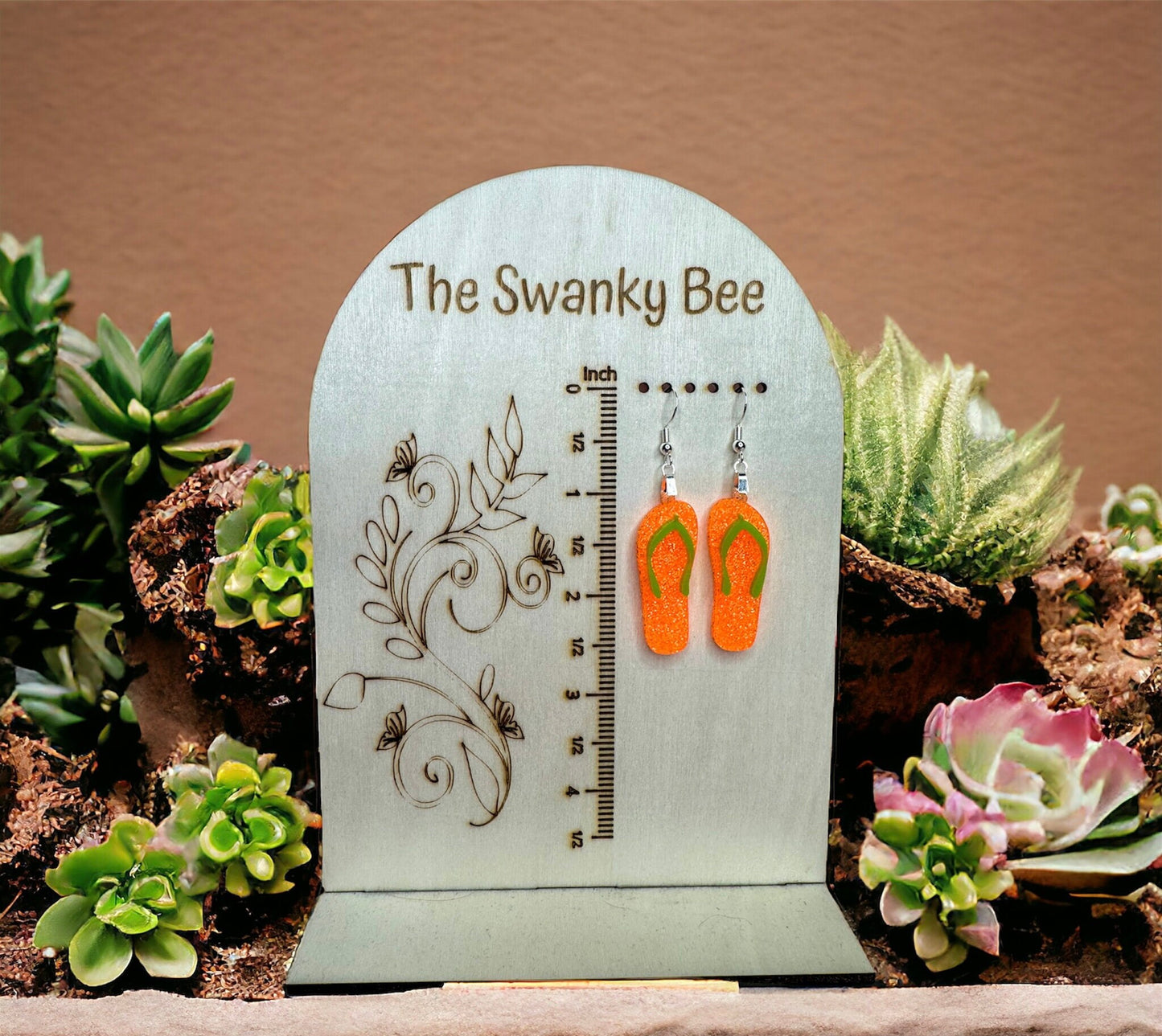 Glitter Flip Flop Earrings: Fun Summer Beach Jewelry (2.5" Drop)