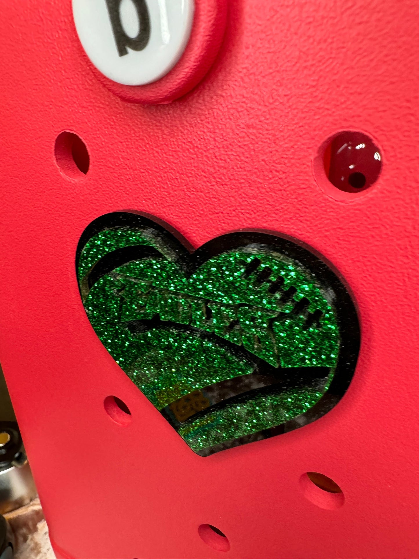 Eagles Glitter Heart Charm for Bogg Bag: Team Spirit Decoration