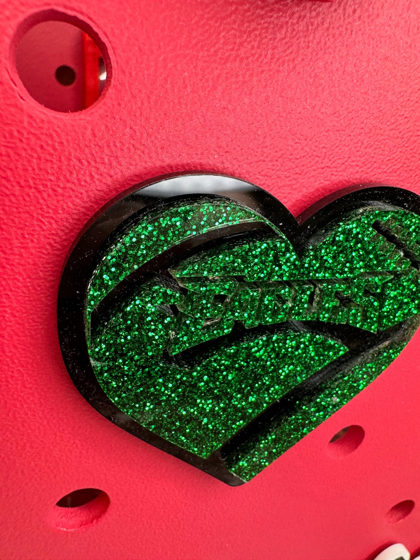 Eagles Glitter Heart Charm for Bogg Bag: Team Spirit Decoration