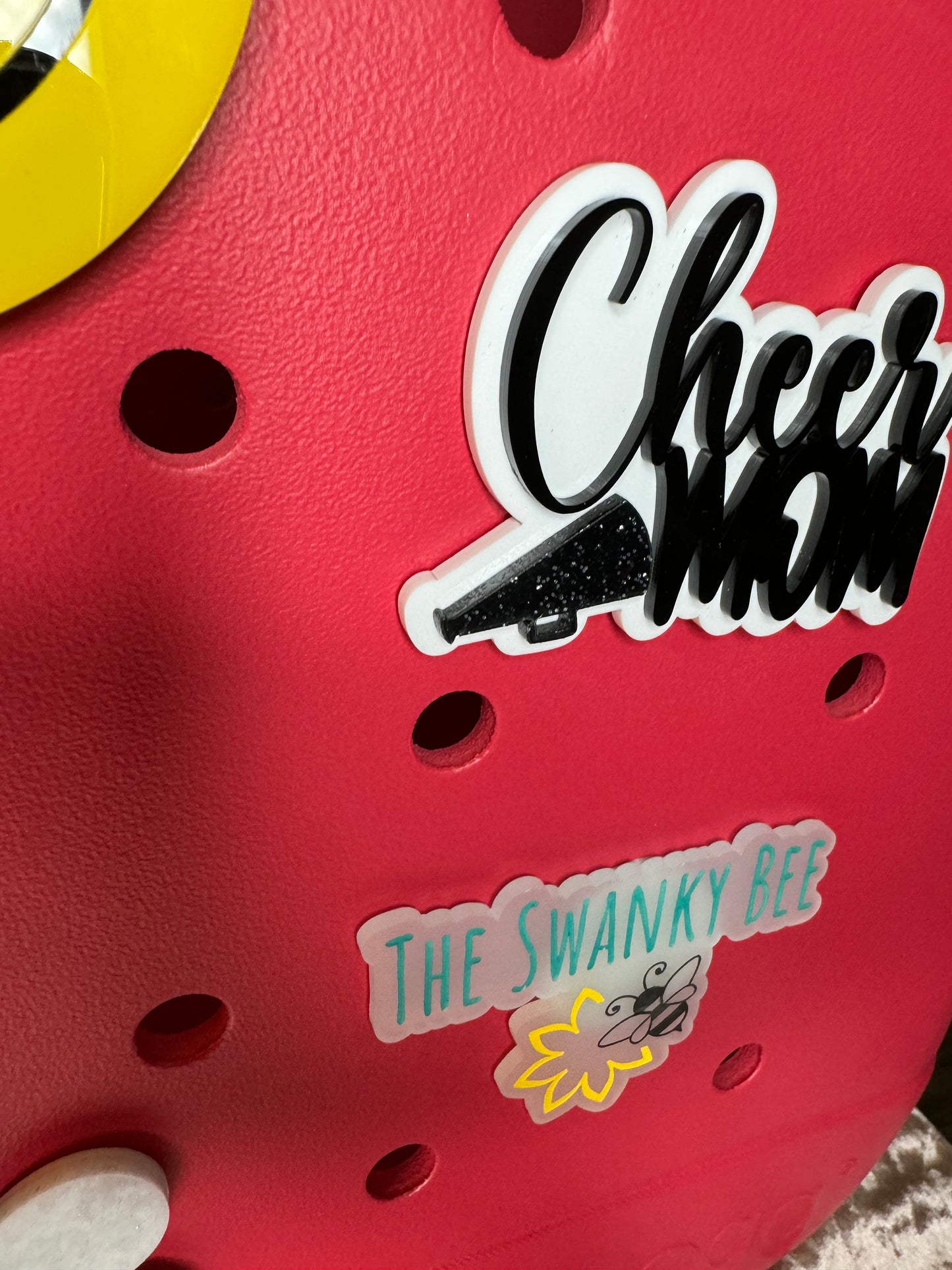 Cheer Mom Bogg Bag Charm: Glitter Megaphone Accessory