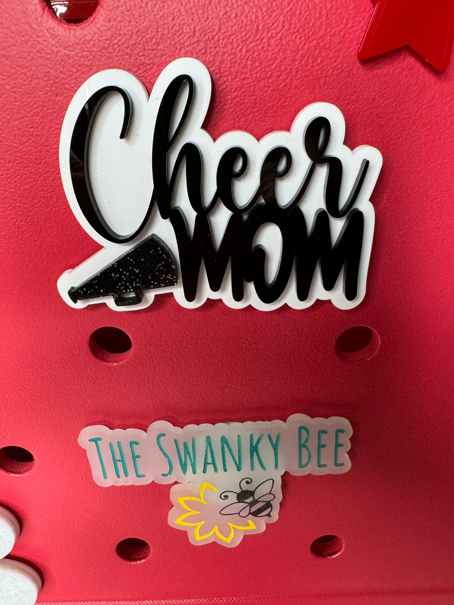 Cheer Mom Bogg Bag Charm: Glitter Megaphone Accessory