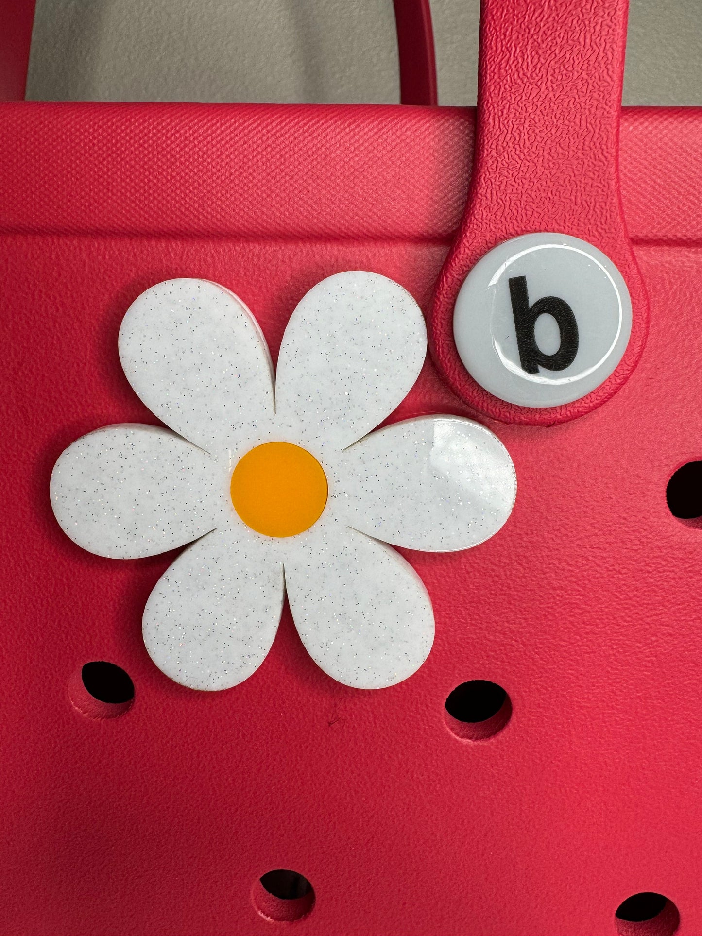 Glitter Daisy Charm for Bogg Bag: Sparkly Flower Accessory