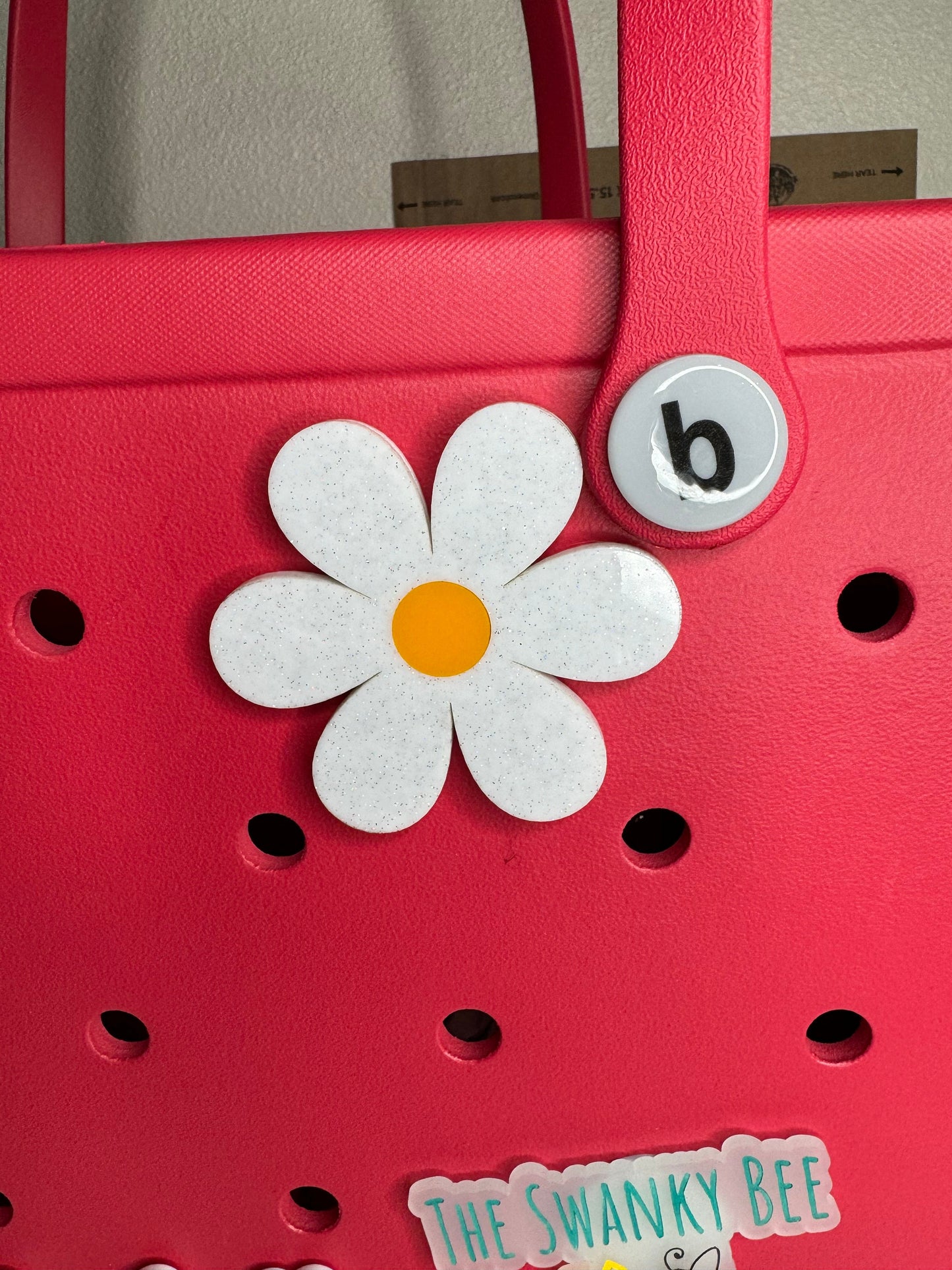 Glitter Daisy Charm for Bogg Bag: Sparkly Flower Accessory