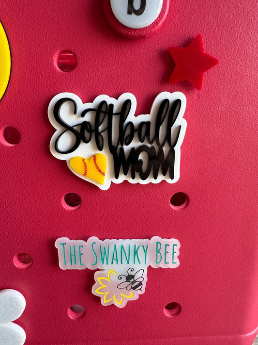 Softball Mom Charm for Bogg Bag - Sports Bag Accessory