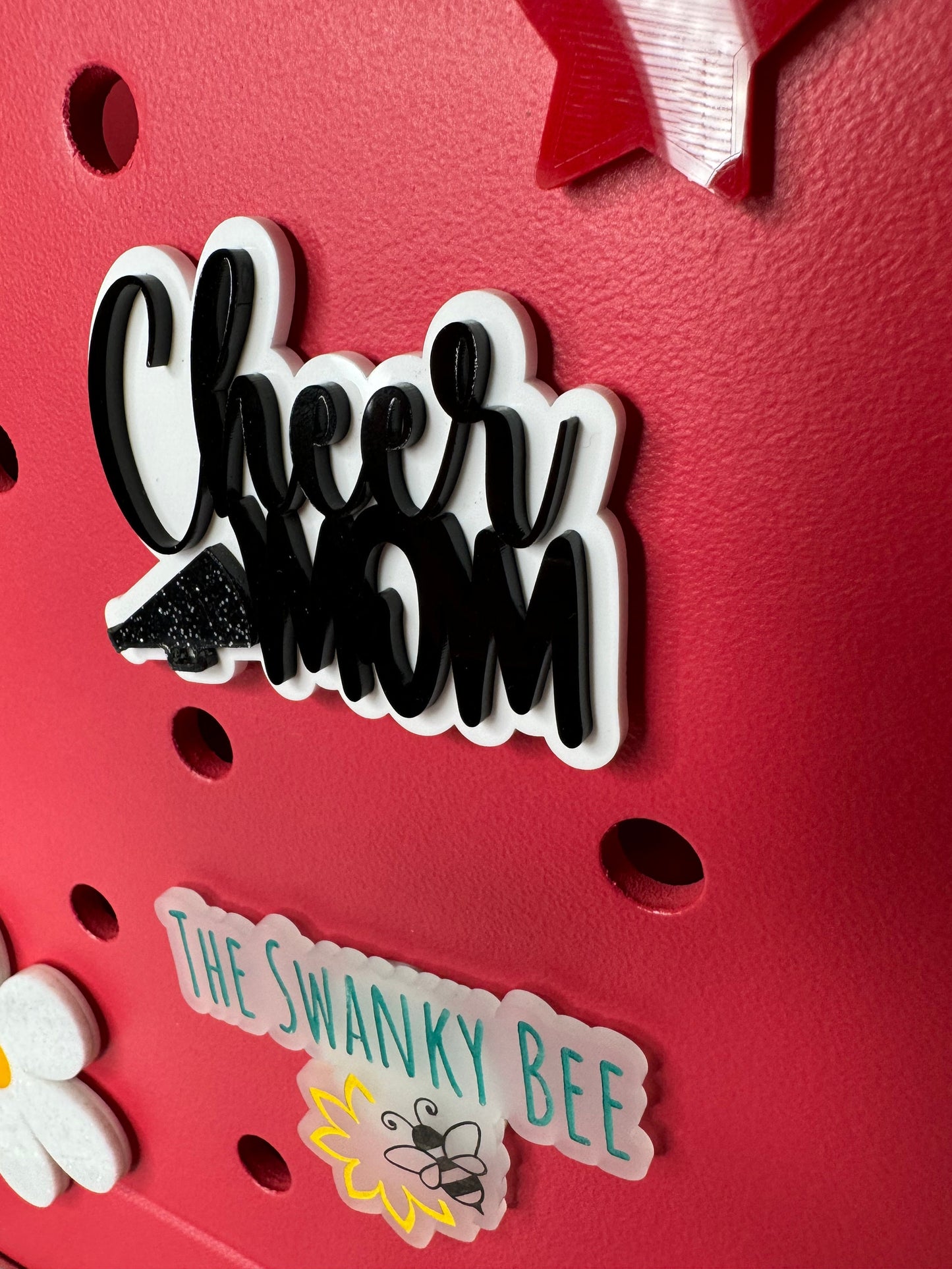 Cheer Mom Bogg Bag Charm: Glitter Megaphone Accessory