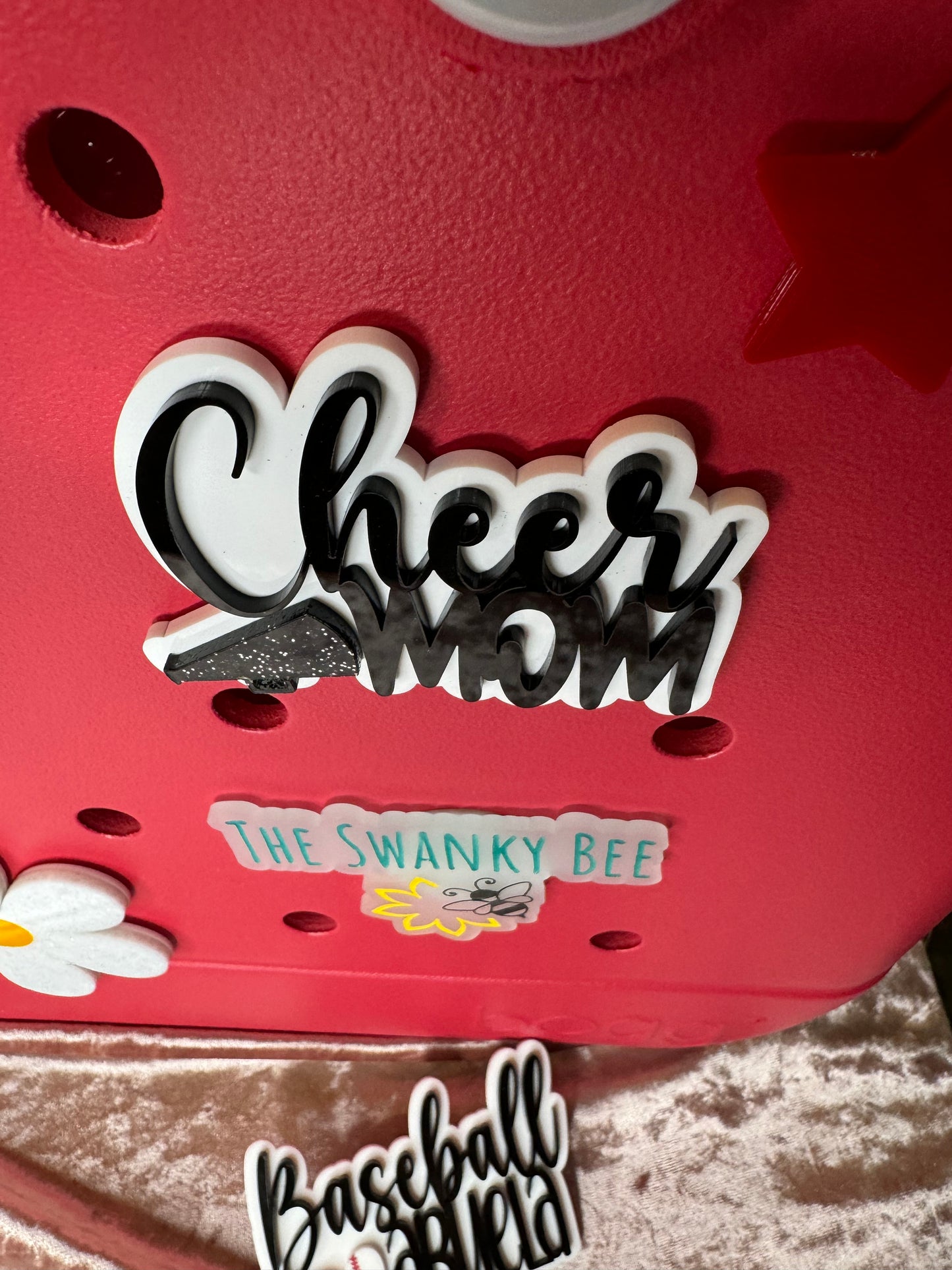 Cheer Mom Bogg Bag Charm: Glitter Megaphone Accessory