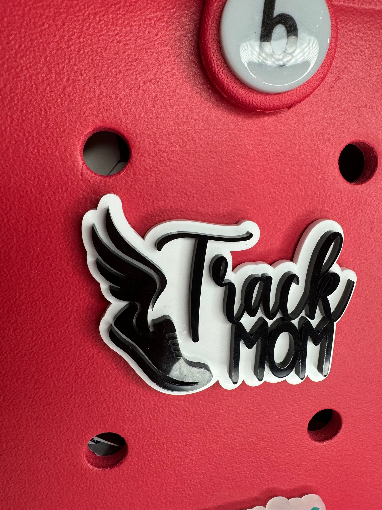 Track Mom Bag Charm: Winged Running Shoe, Bogg Bag Accessory