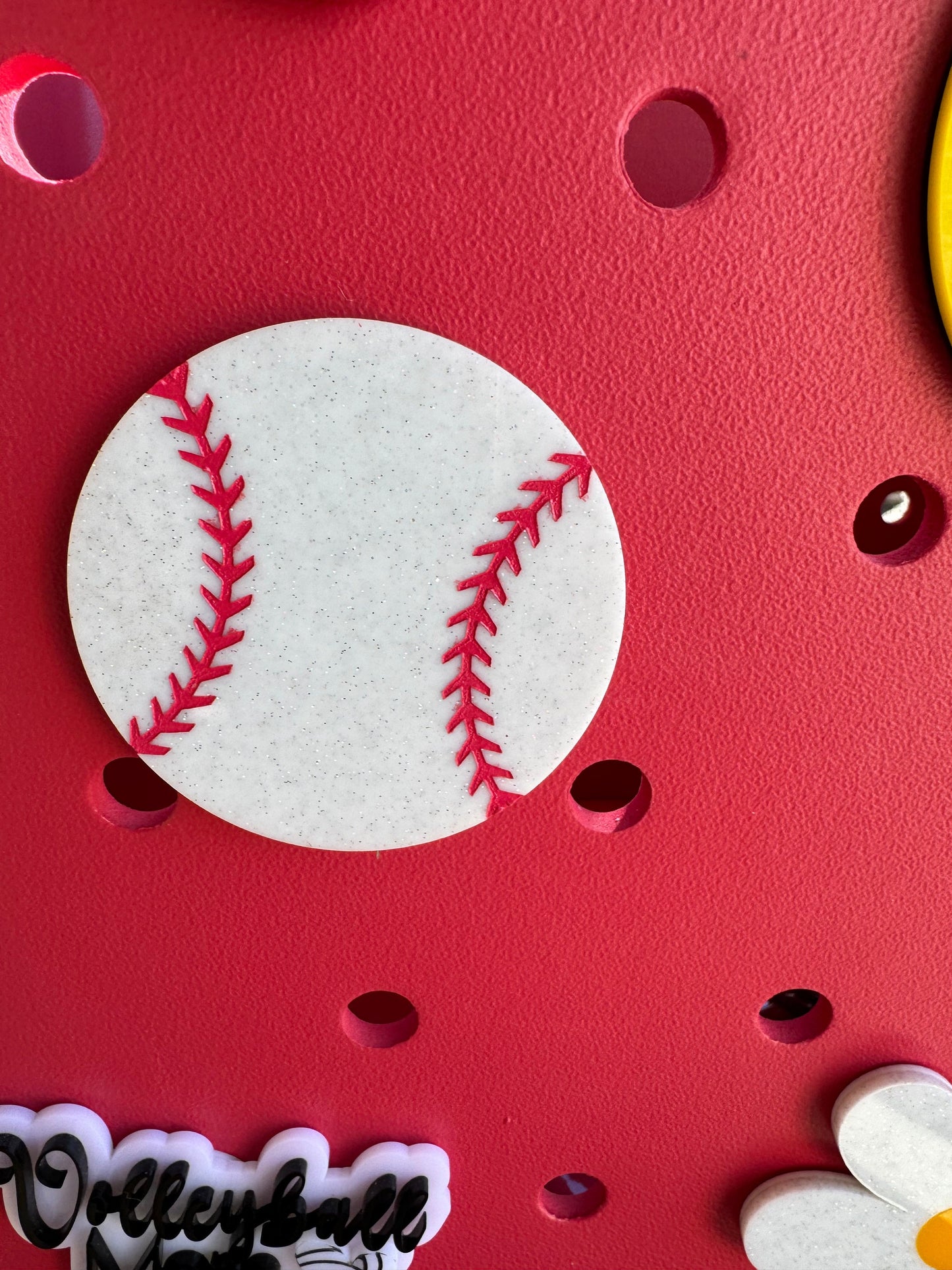 Baseball Bogg Bag Charm: Glitter Sports Bag Accessory