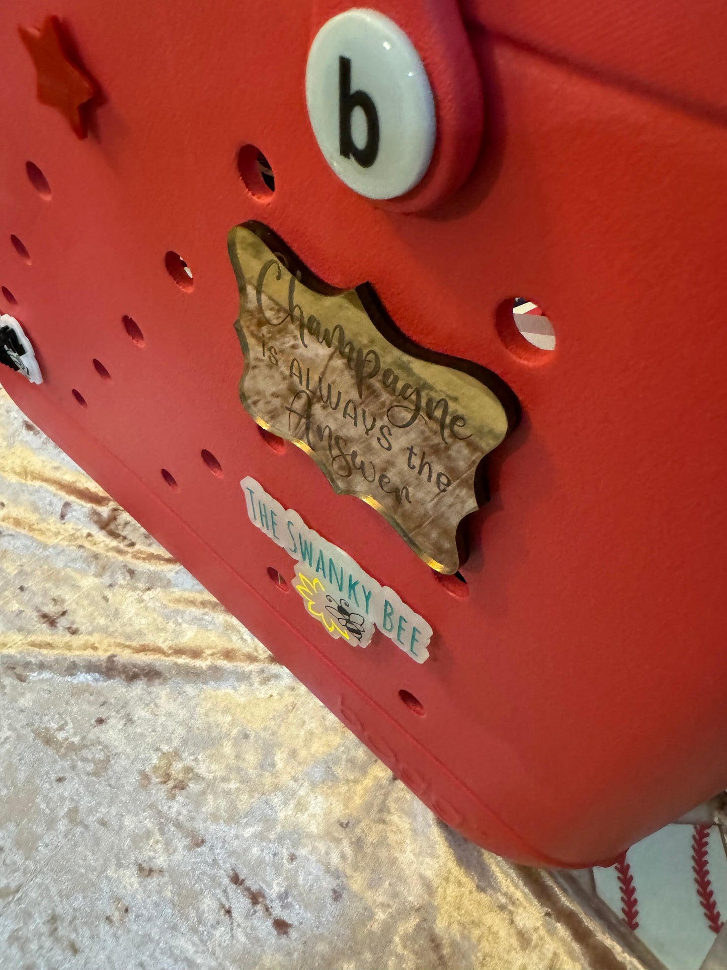 Champagne is Always the Answer Bogg Bag Charm: Copper Mirrored Acrylic