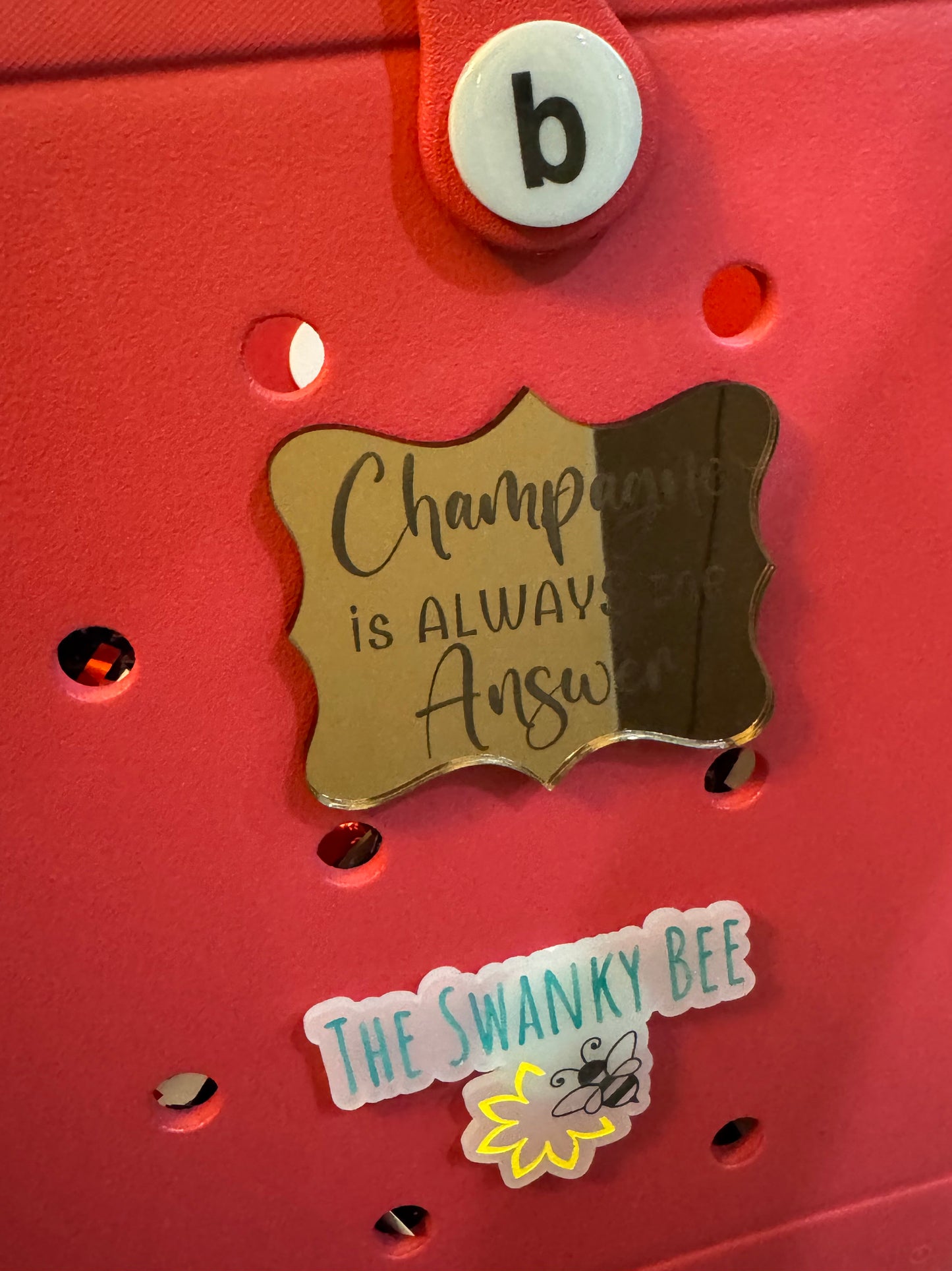 Champagne is Always the Answer Bogg Bag Charm: Copper Mirrored Acrylic