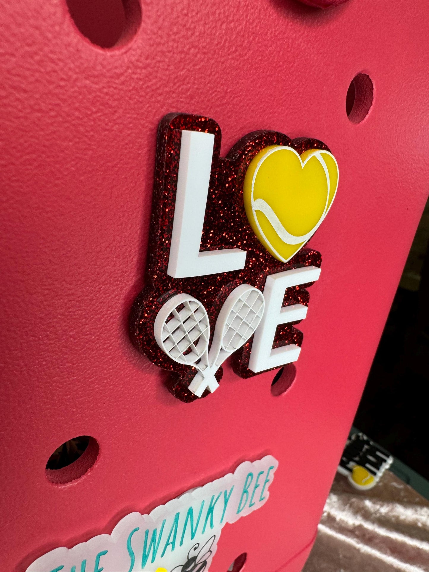 Tennis Love Bogg Bag Charm: Heart-Shaped Sports Accessory