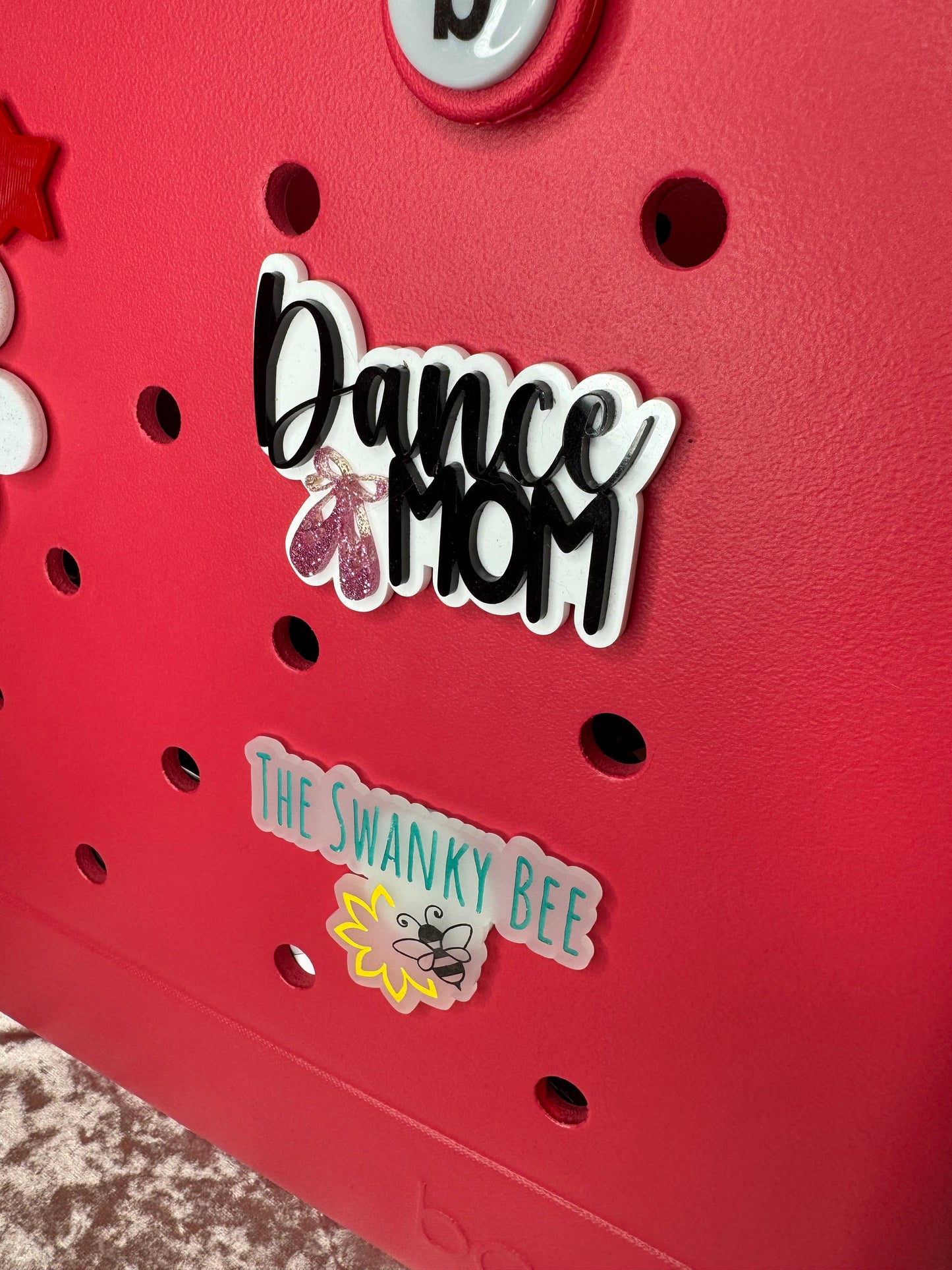 Dance Mom Bogg Bag Charm: Glitter Ballet Shoes Accessory