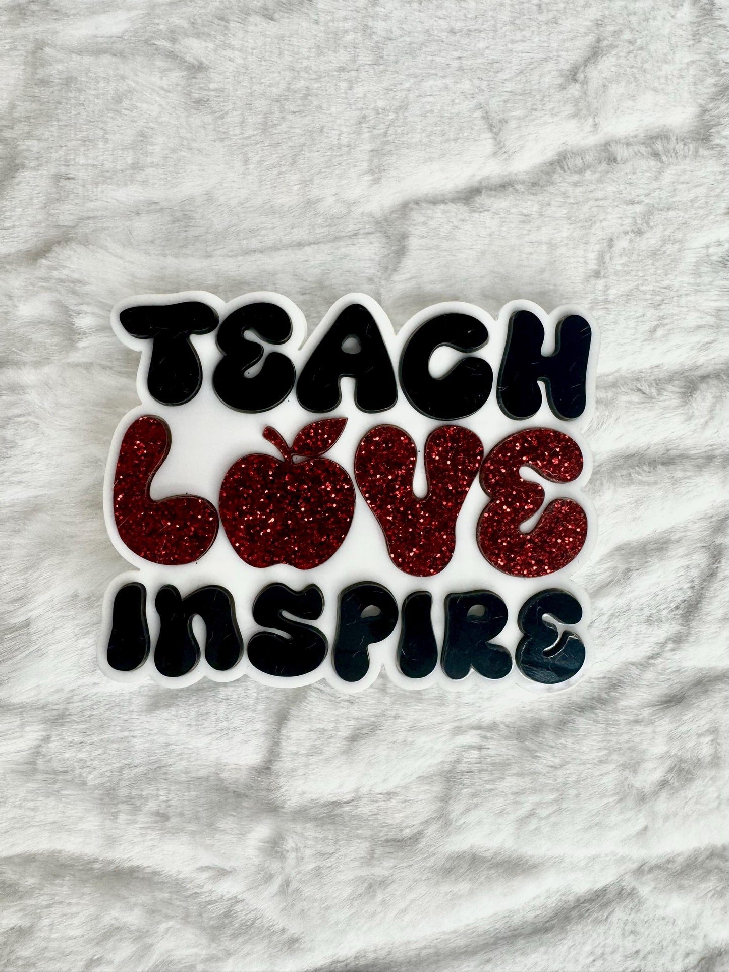 Teach Love Inspire Bogg Bag Charm | Glitter Apple Teacher Gift