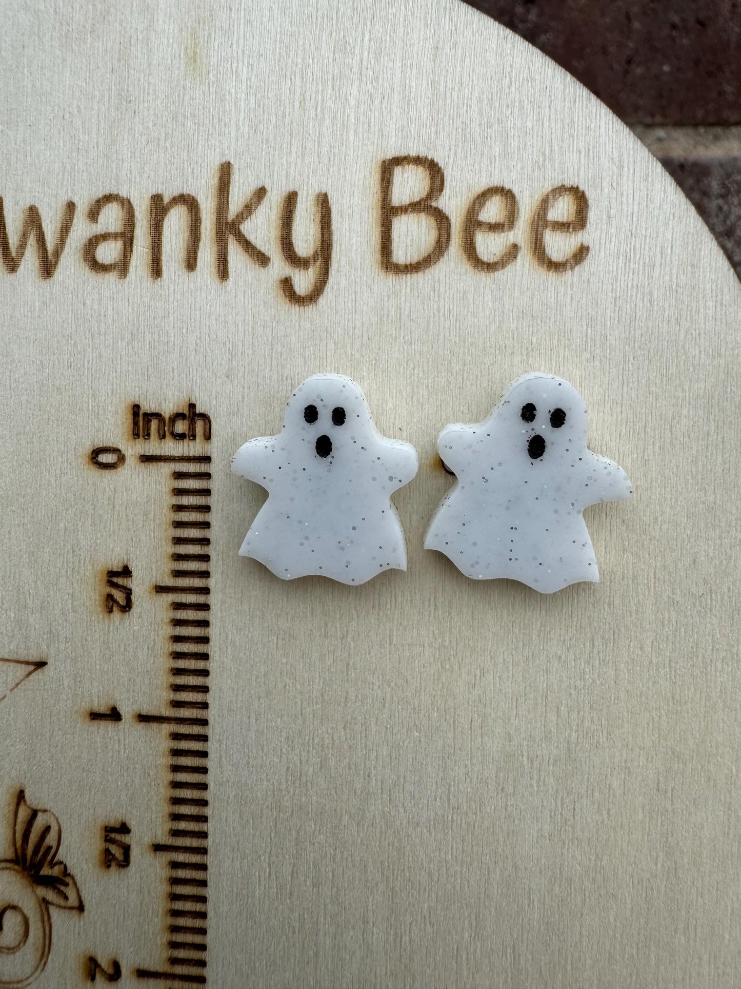 Ghostly Glitter Studs: Halloween Earrings, Spooky Jewelry