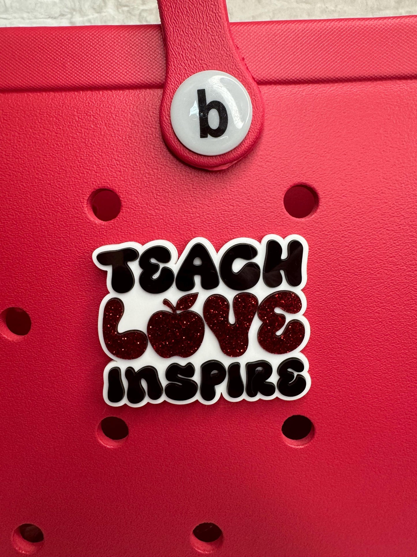 Teach Love Inspire Bogg Bag Charm | Glitter Apple Teacher Gift