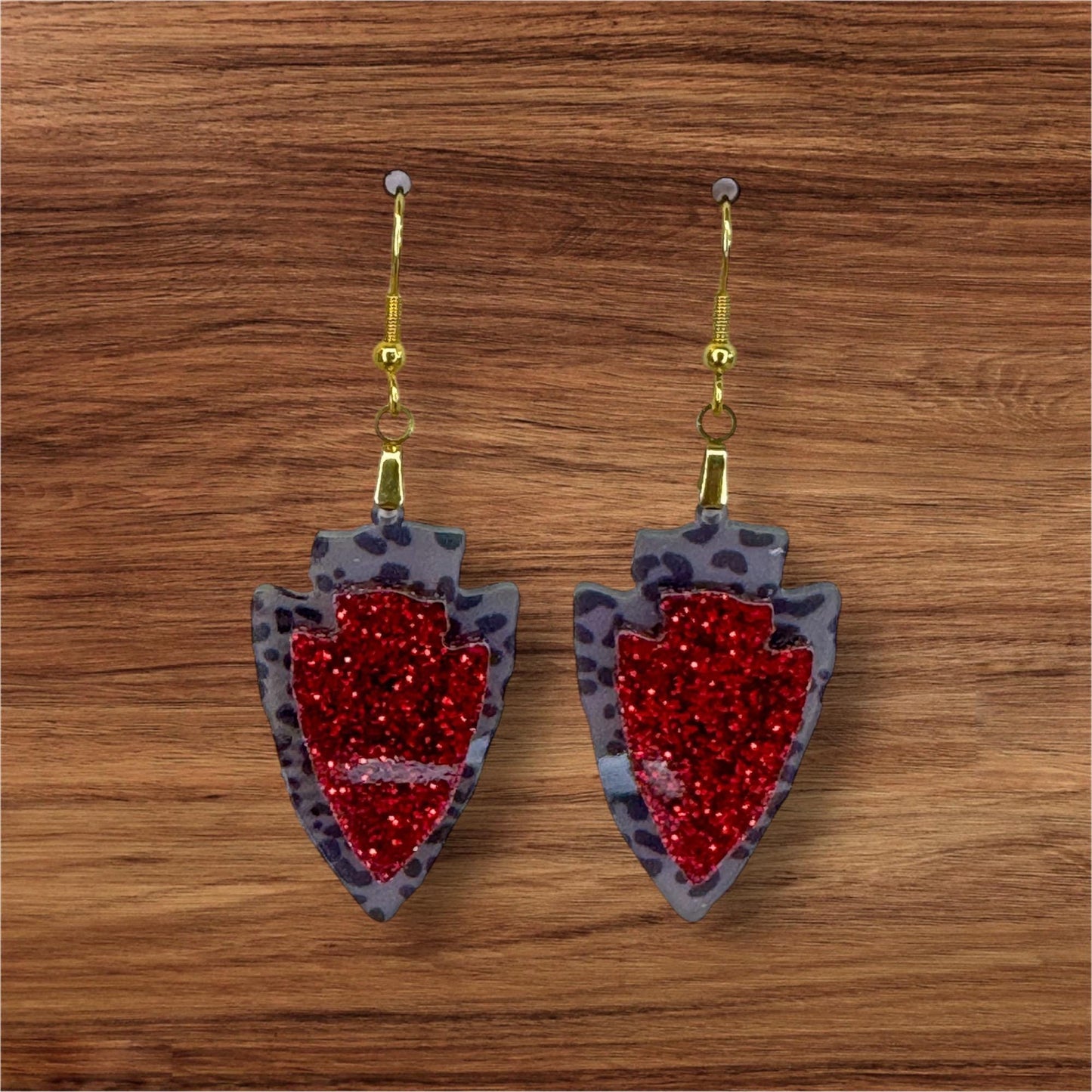 KC Arrowhead Dangle Earrings: Red Glitter, Sports Fan Jewelry