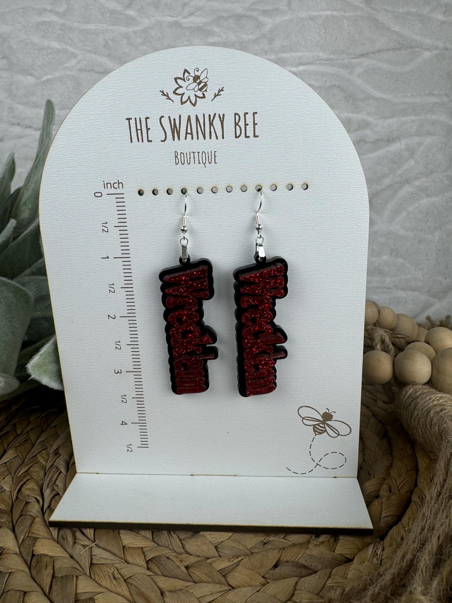 Wreck 'em Earrings - Texas Tech Inspired Jewelry -  College Football Fan Gear - TTU Alumni Gift