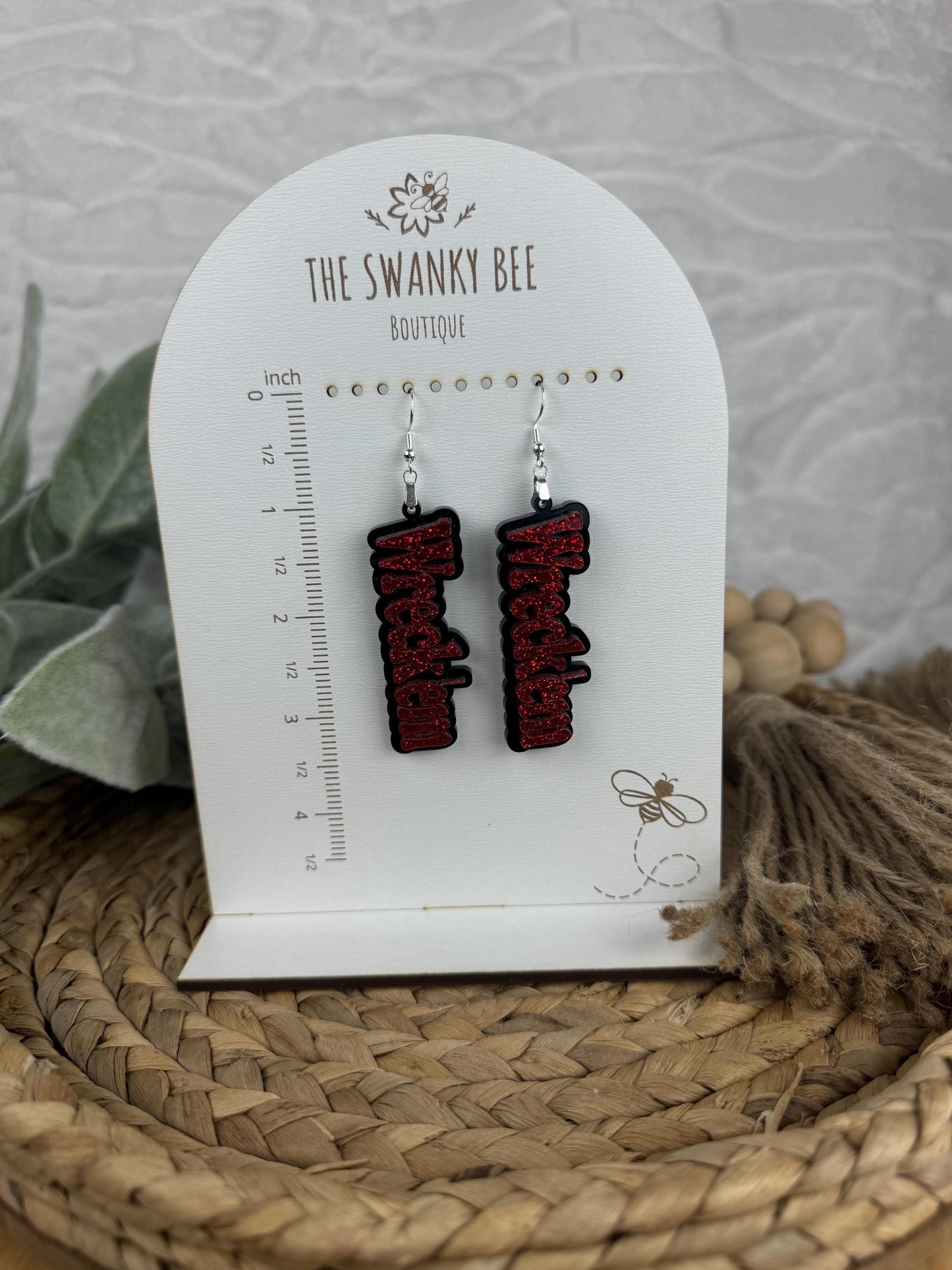 Wreck 'em Earrings - Texas Tech Inspired Jewelry -  College Football Fan Gear - TTU Alumni Gift
