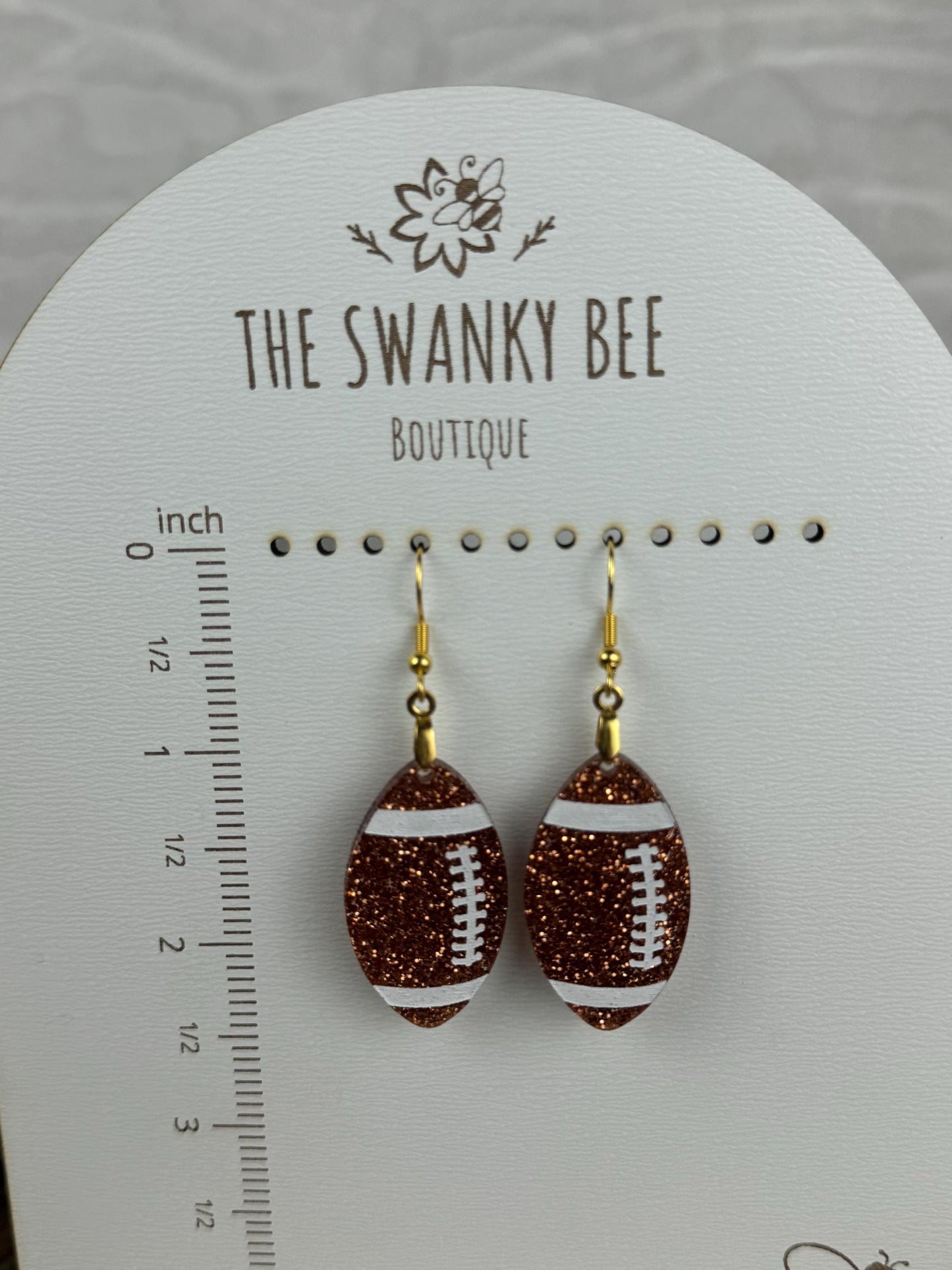 Glitter Football Earrings: Game Day Sports Jewelry
