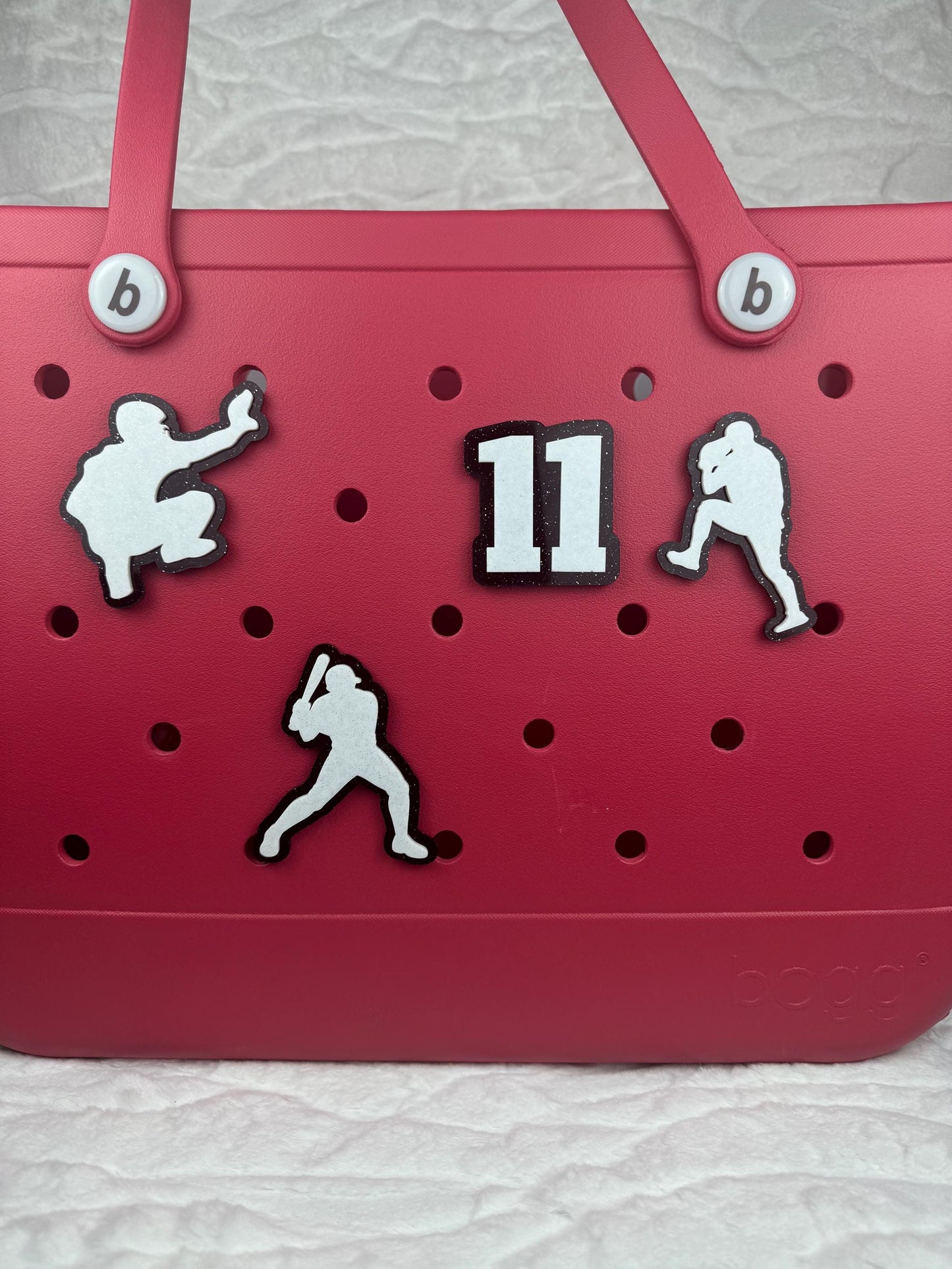 Baseball Silhouette Charm for Bogg Bag: Glitter Bag Accessory