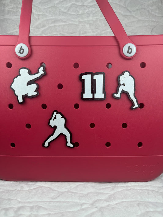 Baseball Silhouette Charm for Bogg Bag: Glitter Bag Accessory