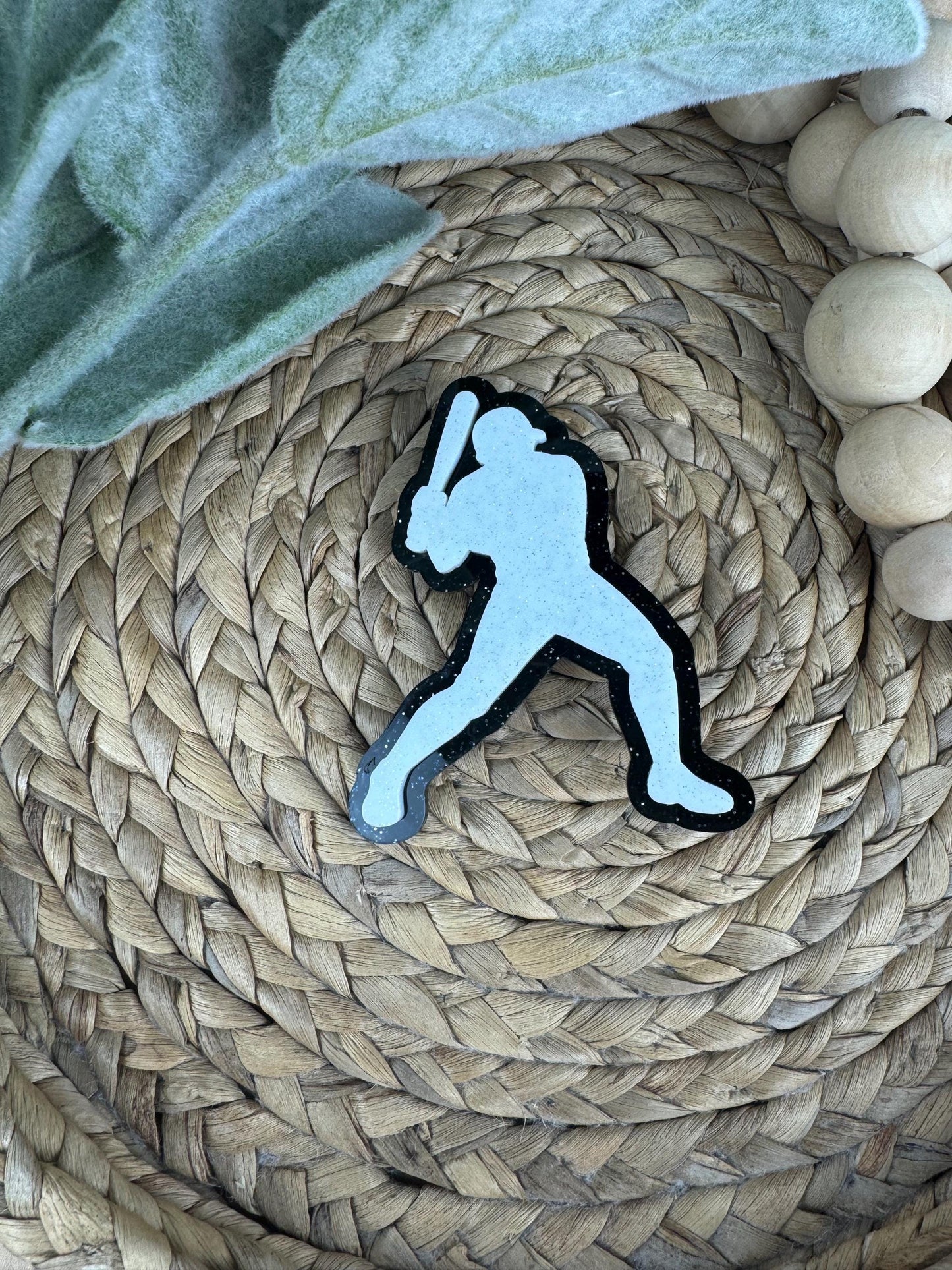 Baseball Silhouette Charm for Bogg Bag: Glitter Bag Accessory