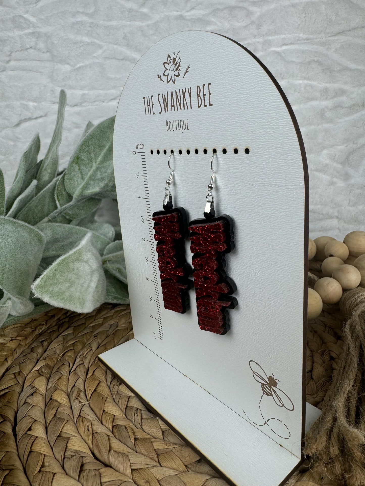 Wreck 'em Earrings - Texas Tech Inspired Jewelry -  College Football Fan Gear - TTU Alumni Gift