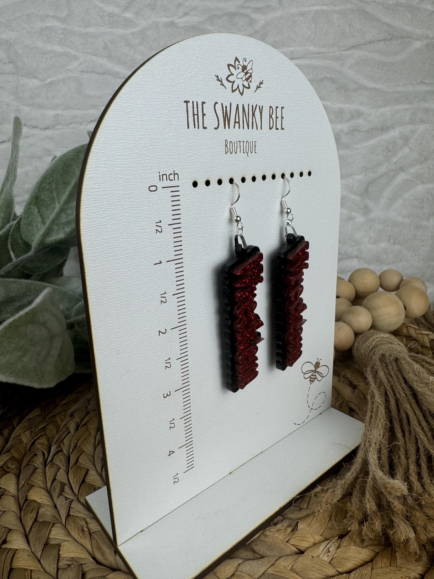 Wreck 'em Earrings - Texas Tech Inspired Jewelry -  College Football Fan Gear - TTU Alumni Gift