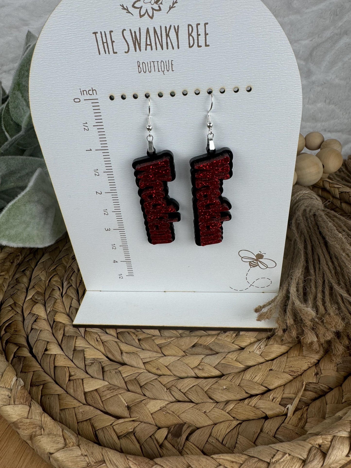 Wreck 'em Earrings - Texas Tech Inspired Jewelry -  College Football Fan Gear - TTU Alumni Gift