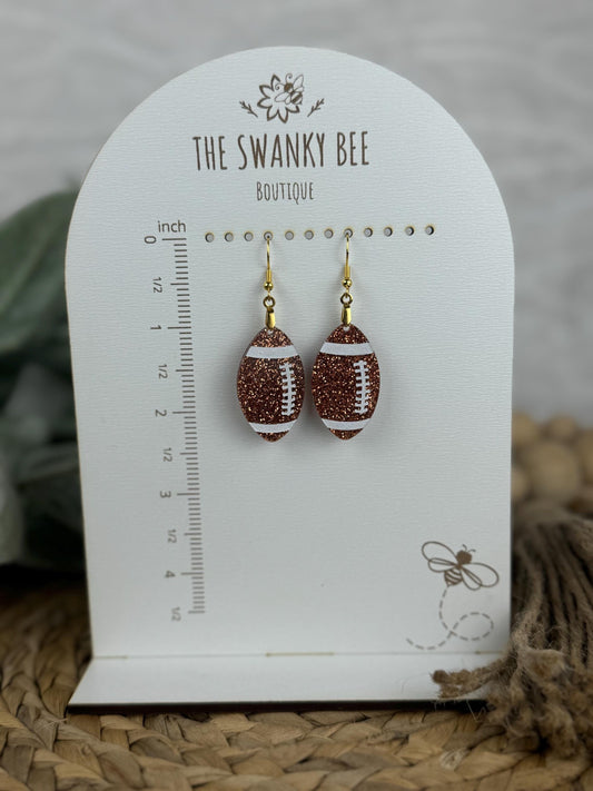 Glitter Football Earrings: Game Day Sports Jewelry