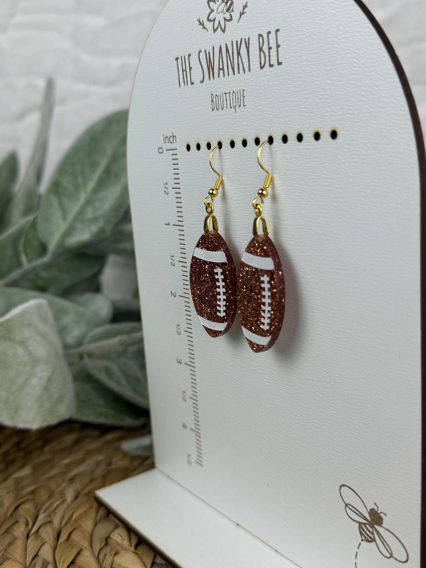 Glitter Football Earrings: Game Day Sports Jewelry