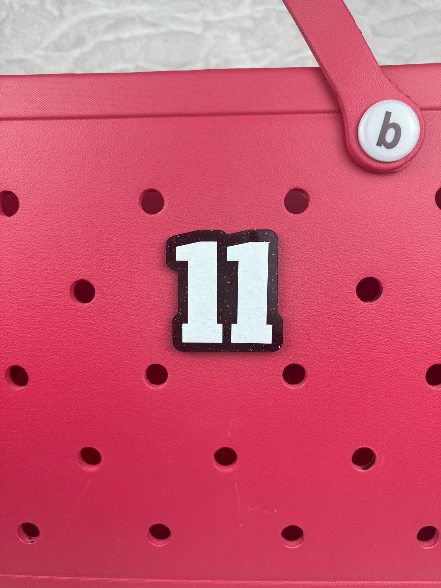 Sports Number Bogg Bag Charm: Glitter Baseball Bag Accessory