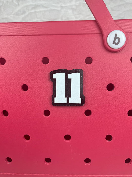 Sports Number Bogg Bag Charm: Glitter Baseball Bag Accessory
