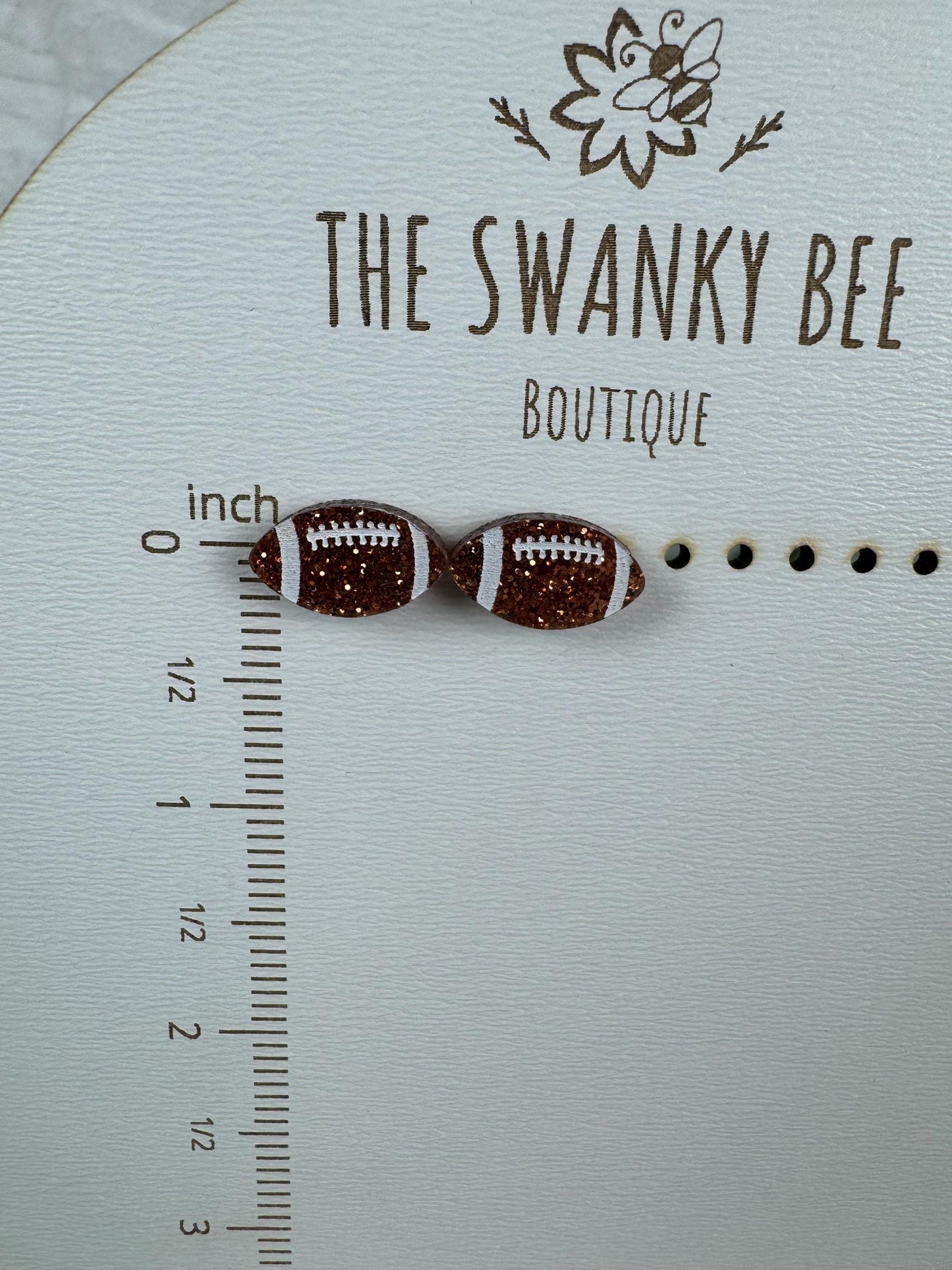 Glitter Football Stud Earrings: Sparkly Sports Jewelry