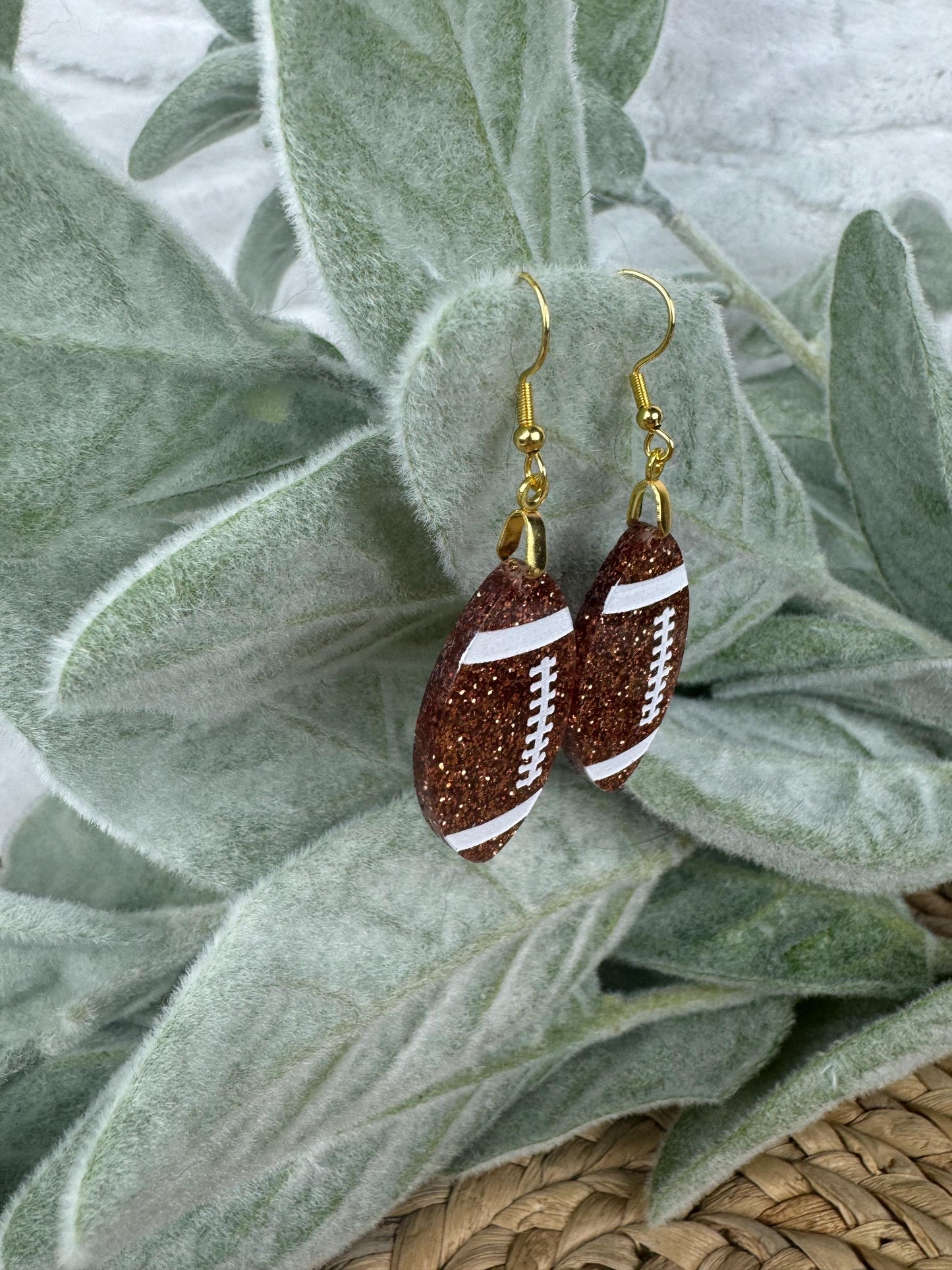 Glitter Football Earrings: Game Day Sports Jewelry