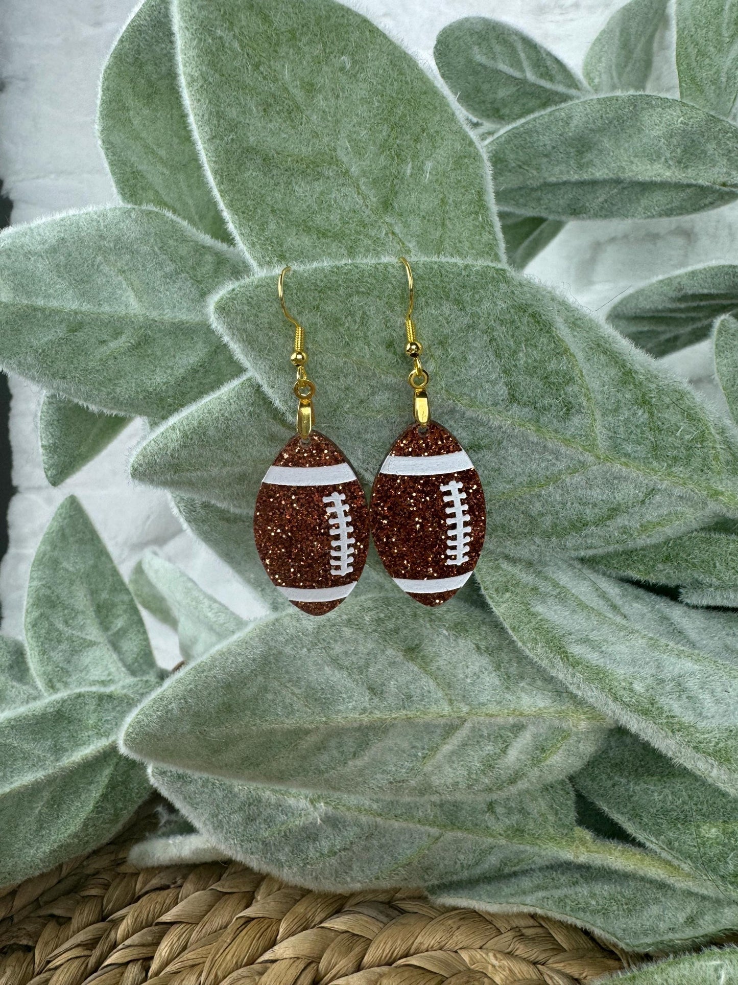 Glitter Football Earrings: Game Day Sports Jewelry