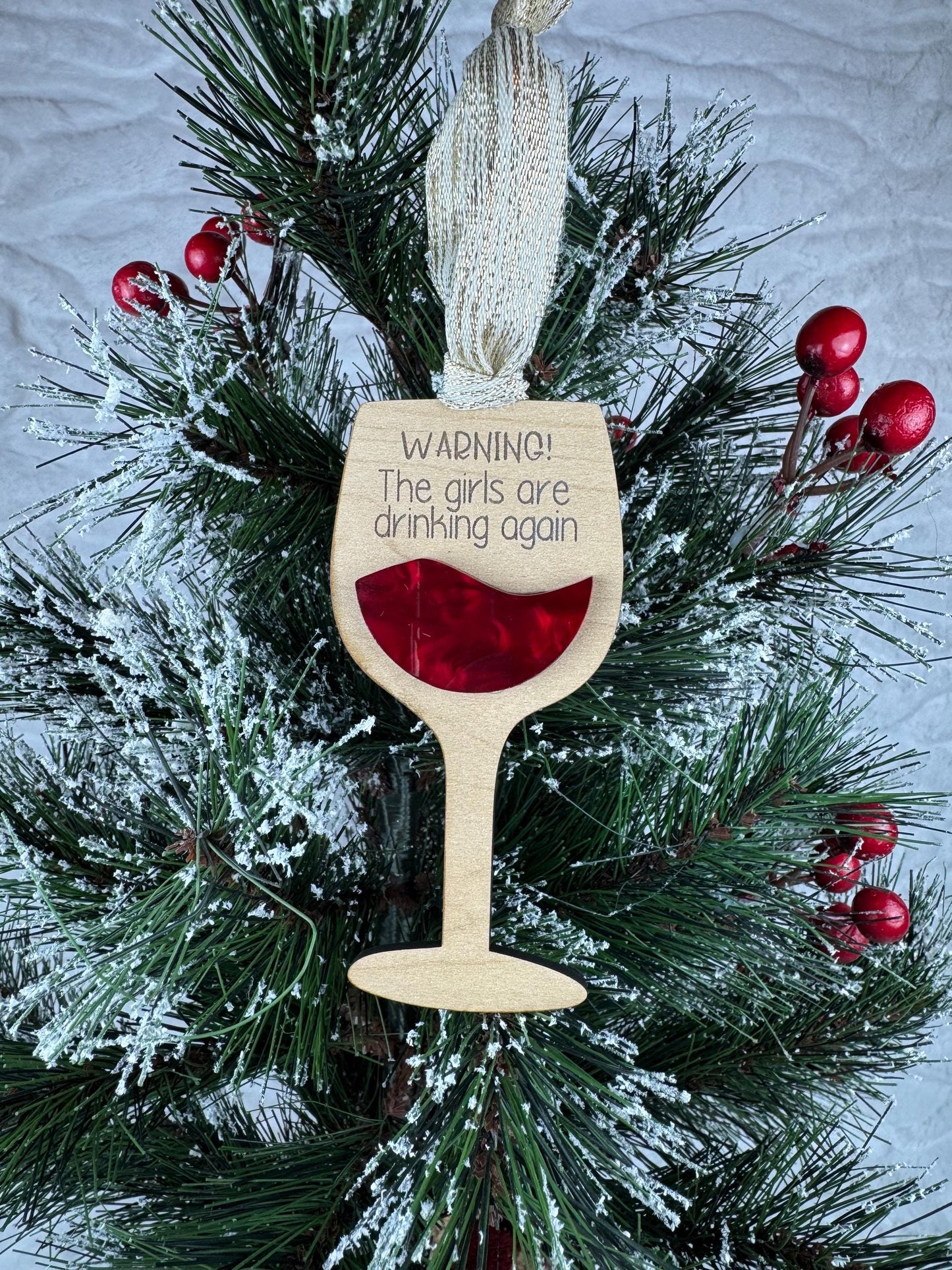 Holiday Wine Glass Ornaments for Girlfriend, Christmas Champagne Flute Decoration, Tree Ornament