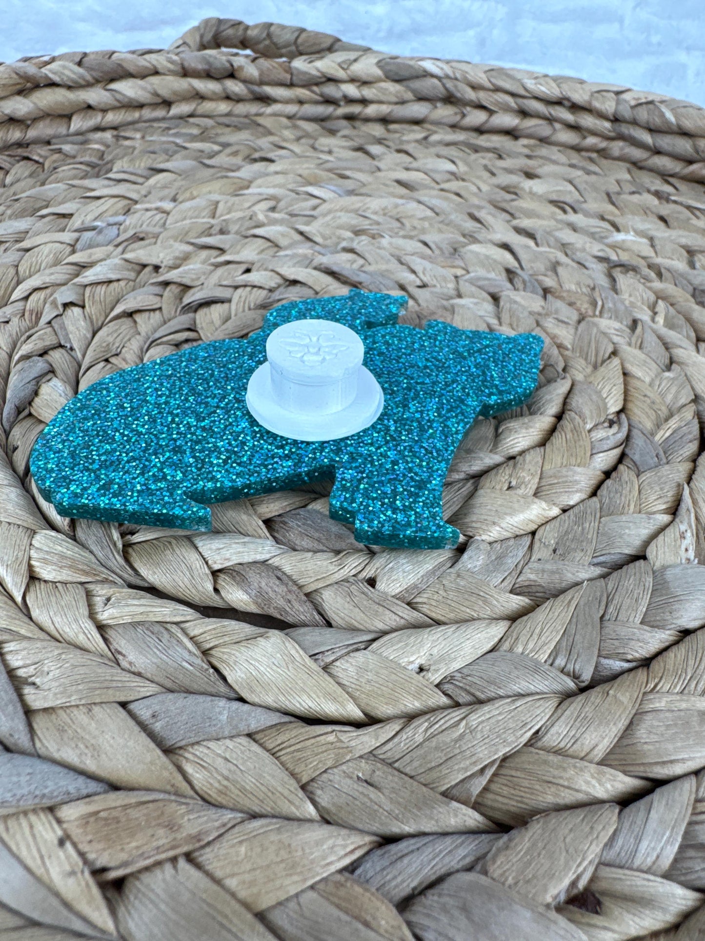 Turquoise Glitter Mama Bear Bogg Bag Charm – Playful Mom Bag Accessory