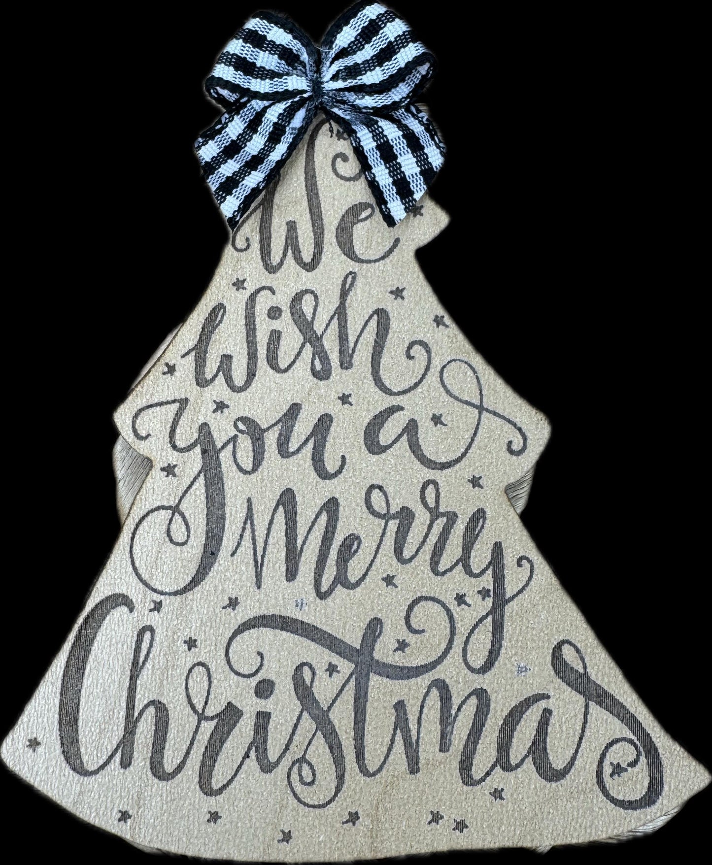 Engraved Wood Christmas Tree Ornament: Rustic Holiday Decoration