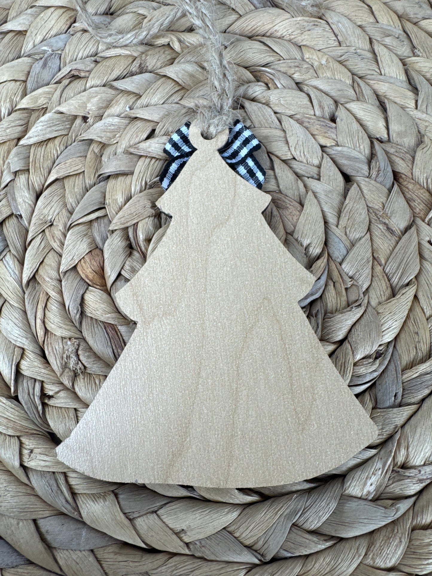 Engraved Wood Christmas Tree Ornament: Rustic Holiday Decoration