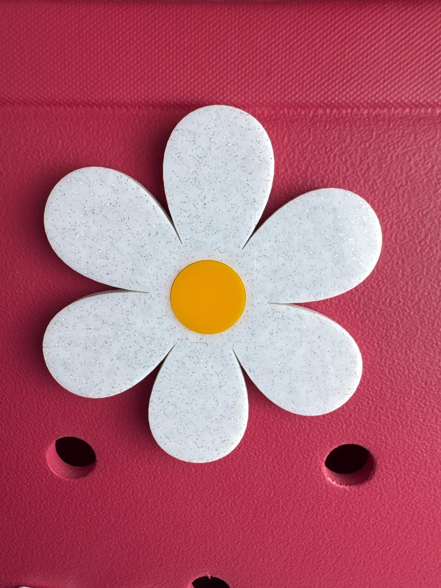 Glitter Daisy Charm for Bogg Bag: Sparkly Flower Accessory