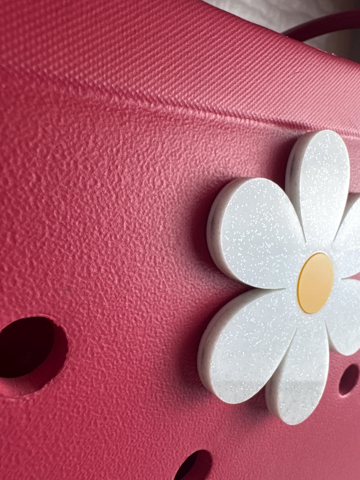 Glitter Daisy Charm for Bogg Bag: Sparkly Flower Accessory