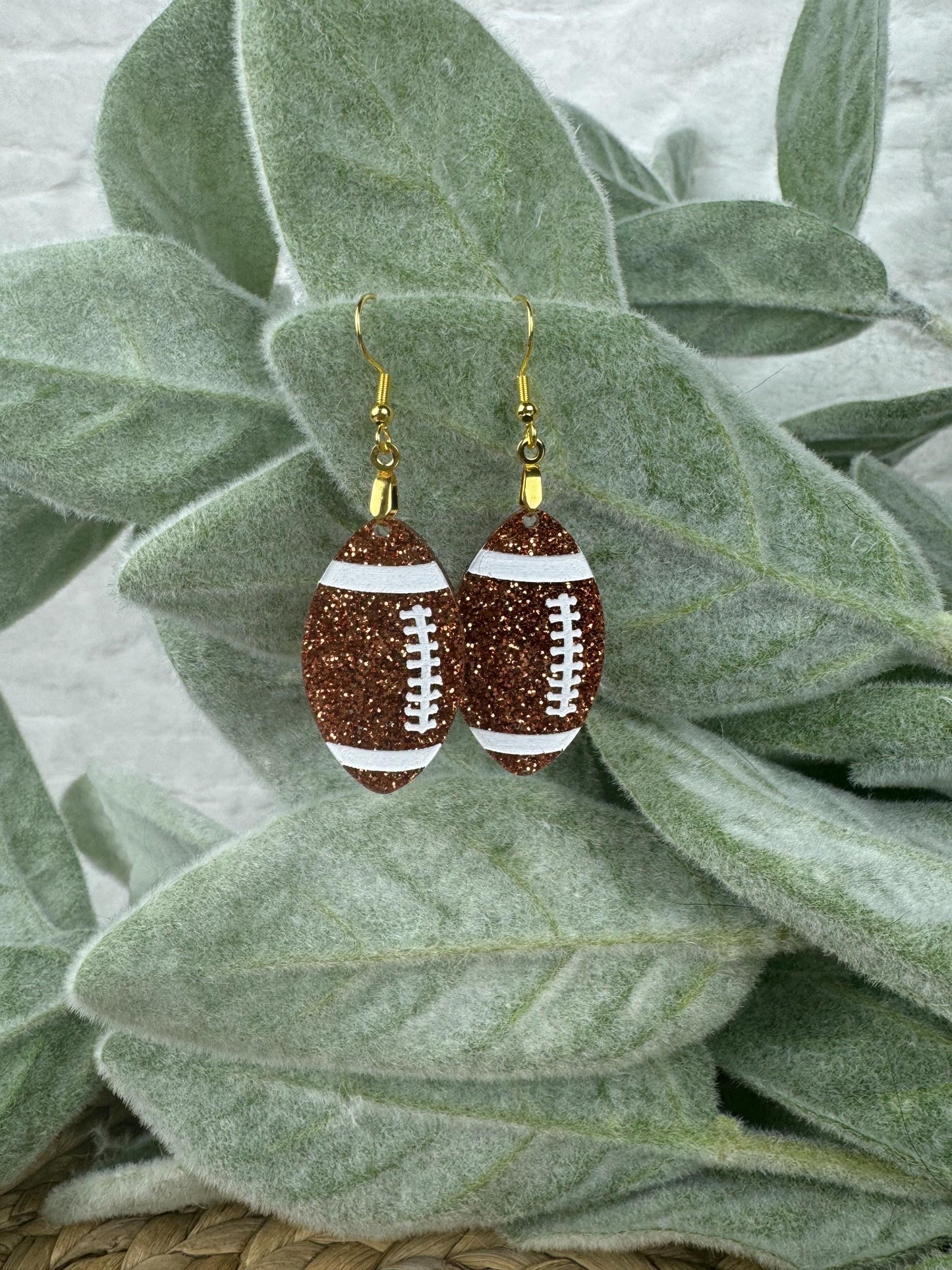 Glitter Football Earrings: Game Day Sports Jewelry