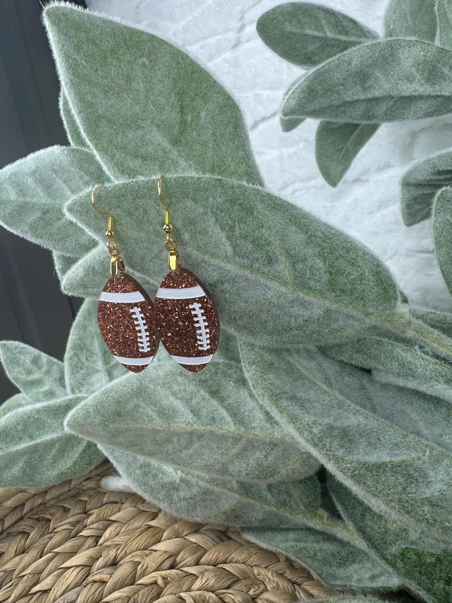Glitter Football Earrings: Game Day Sports Jewelry