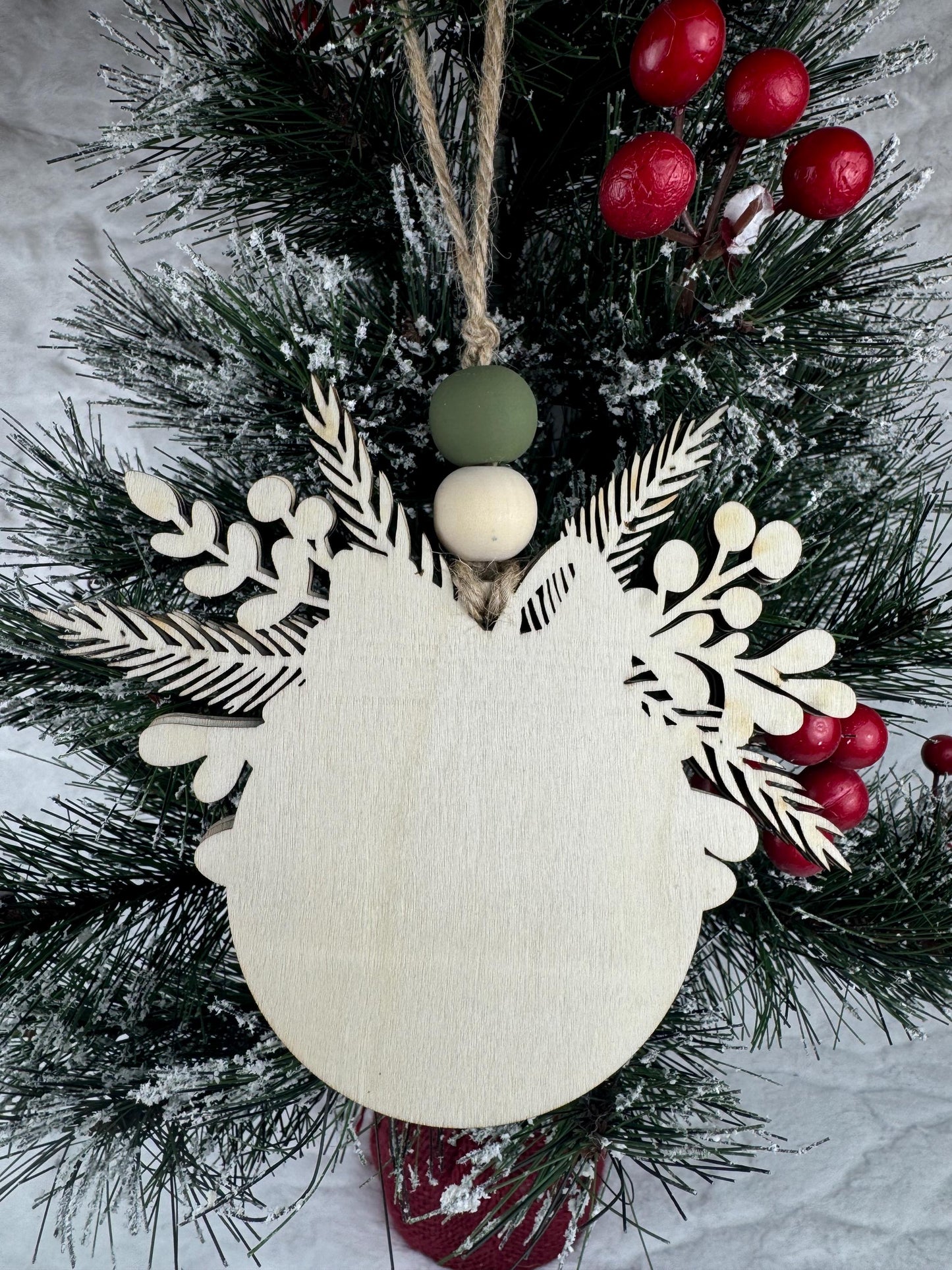 Handcrafted Wooden Bell Ornament, Snowflake and Floral Design, Rustic Holiday Decor, Christmas Bell