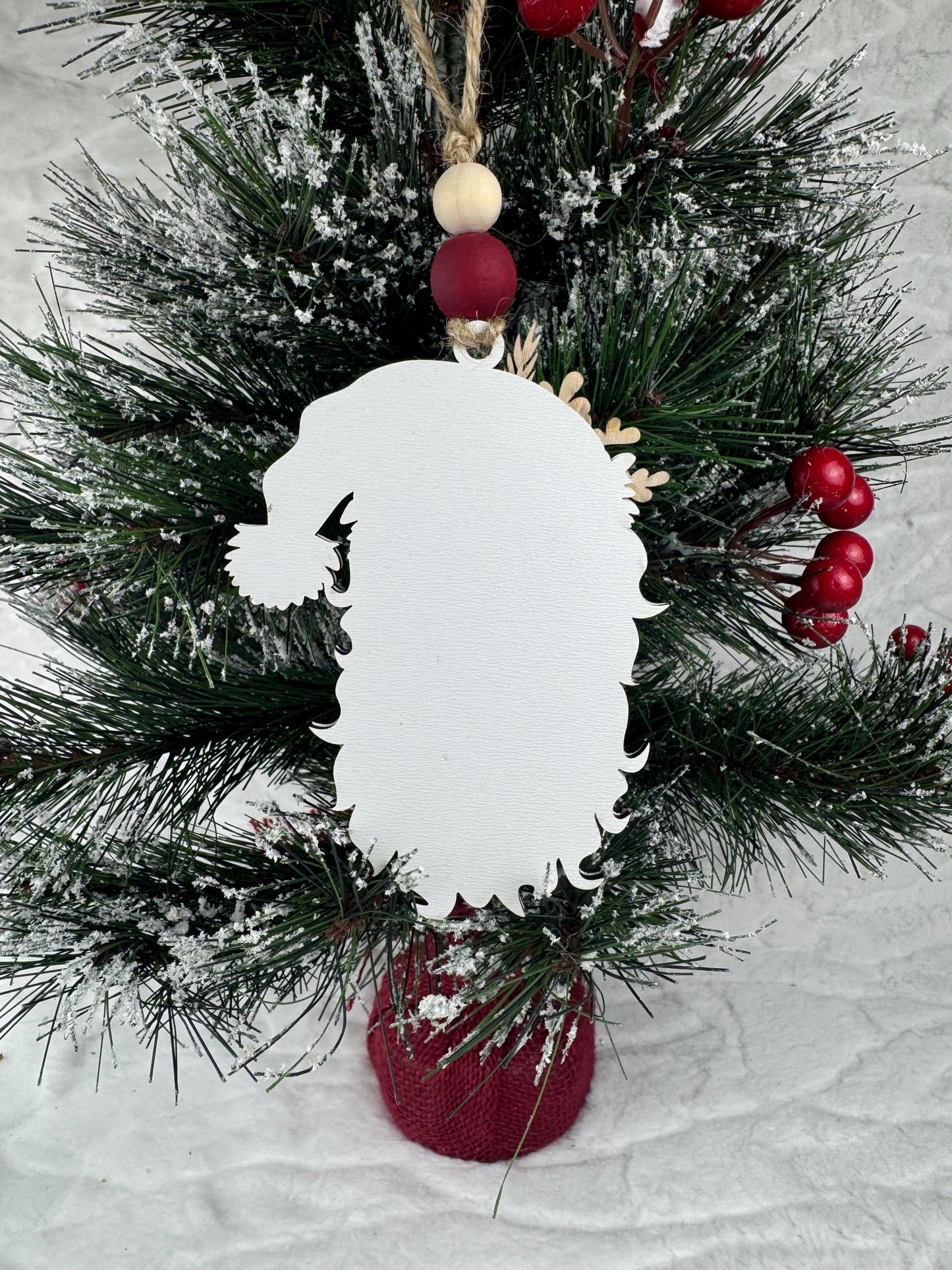 Handcrafted Santa Ornament: Glitter or Floral Hat, Holiday Decor