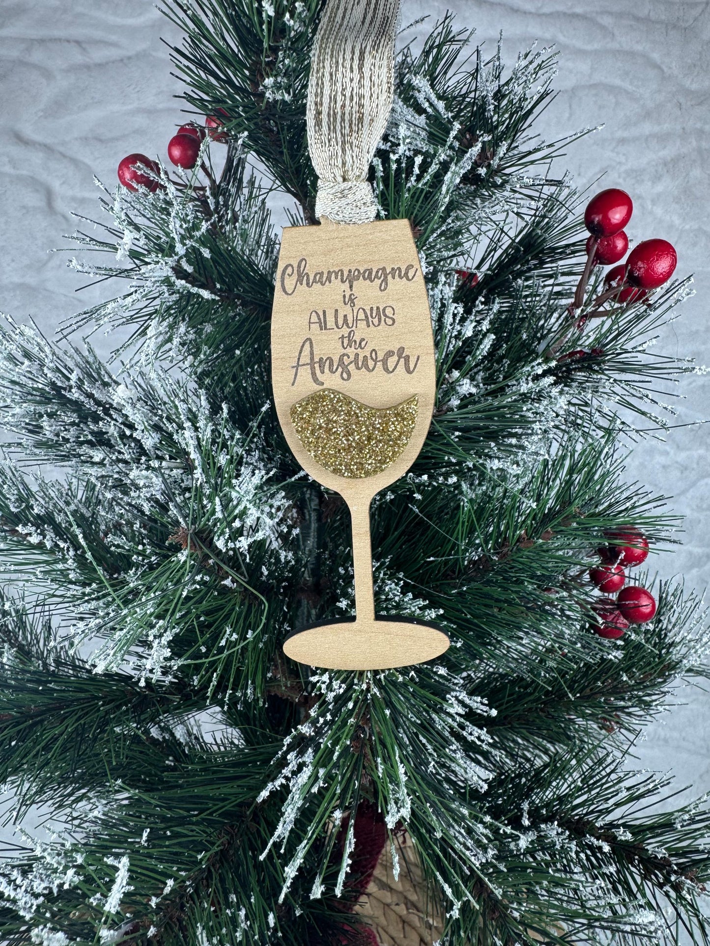 Holiday Wine Glass Ornaments for Girlfriend, Christmas Champagne Flute Decoration, Tree Ornament